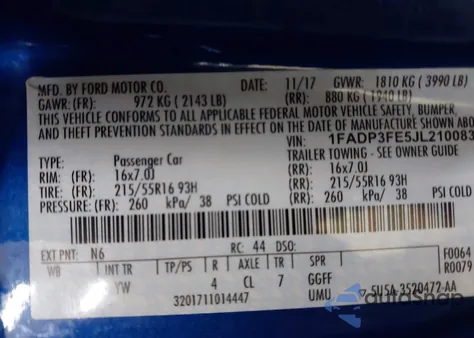 2018 Ford Focus Se из США, поврежденный, VIN 1FADP3FE5JL210083